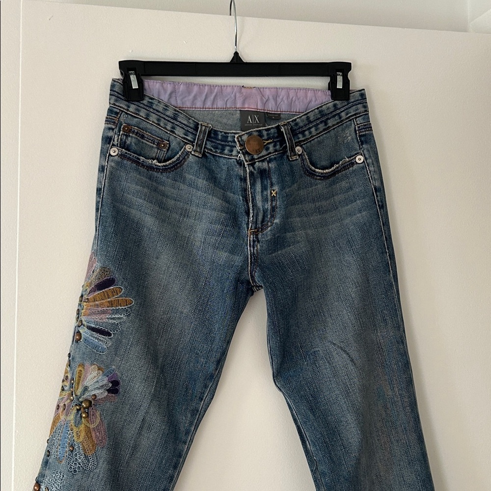 Armani Exchange Blue Denim with appliqués